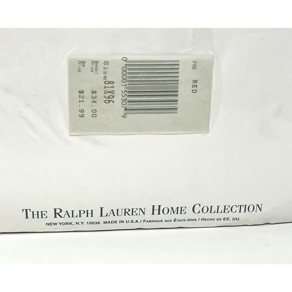 Vintage Ralph Lauren Red Full Flat Sheet *IRREGULAR* New In Package USA MADE NIP